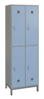 SBS-2222 šatní skříň 4-boxová, 1800x600x400 mm, kovové nohy, korpus šedý, dvířka blankyt